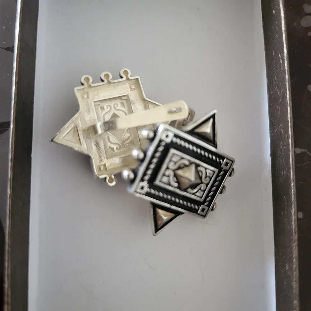 Silver Geometric Earrings - Picture 2 of 3